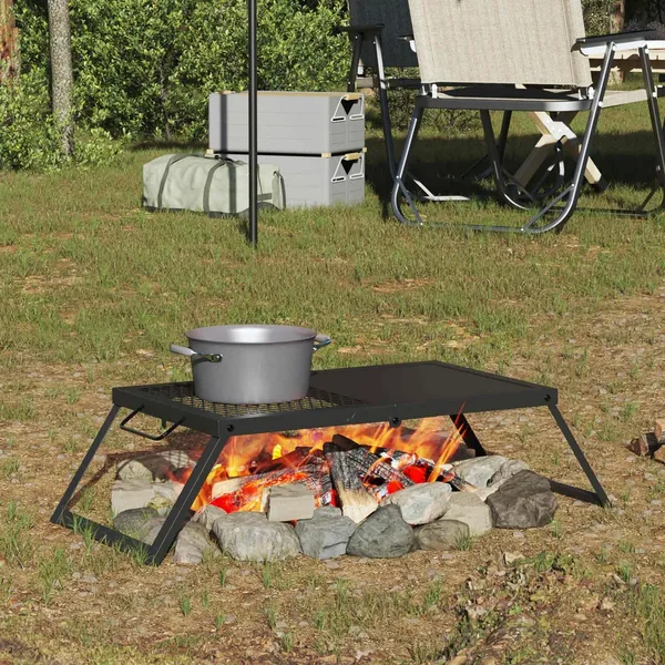Gril de camping pliable Noir 31,5 x 26,5 x 4 cm Acier allié