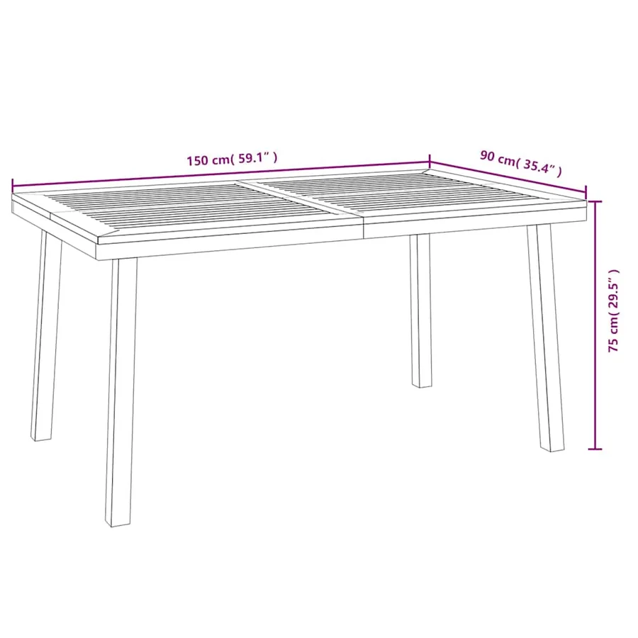 Table de jardin 150x90x75 cm Bois d'acacia solide - 8