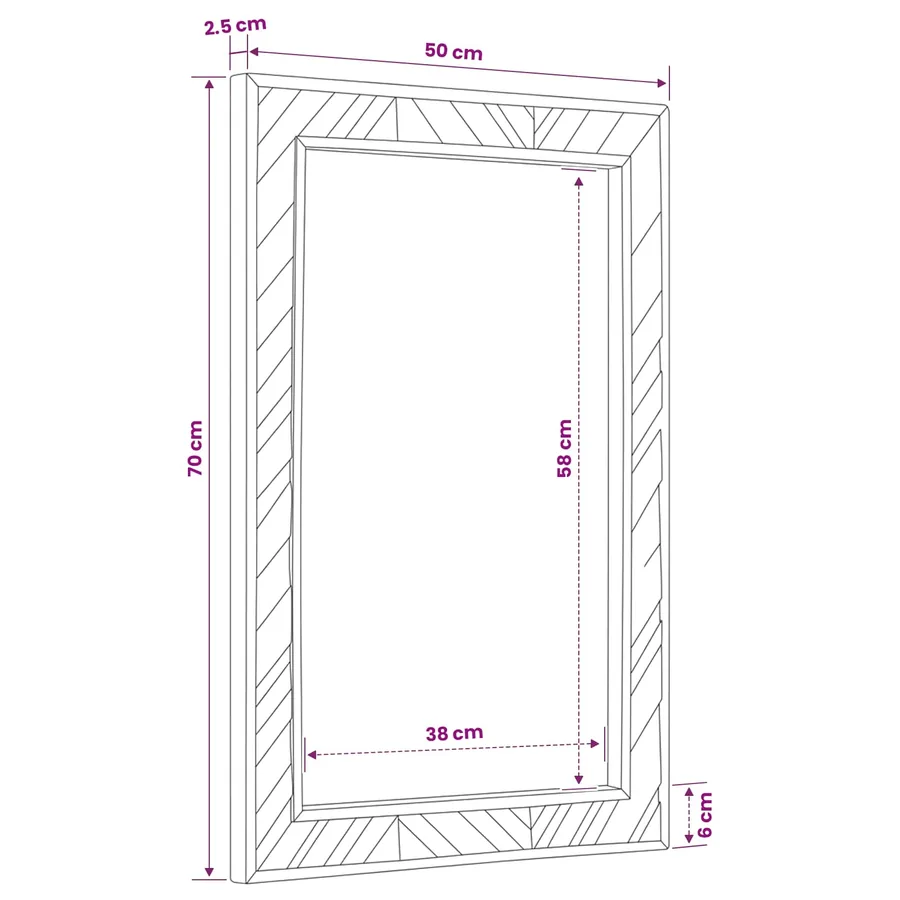 Miroir Montage mural avec miroir Marron 70 x 50 x 3 cm Verre - 10