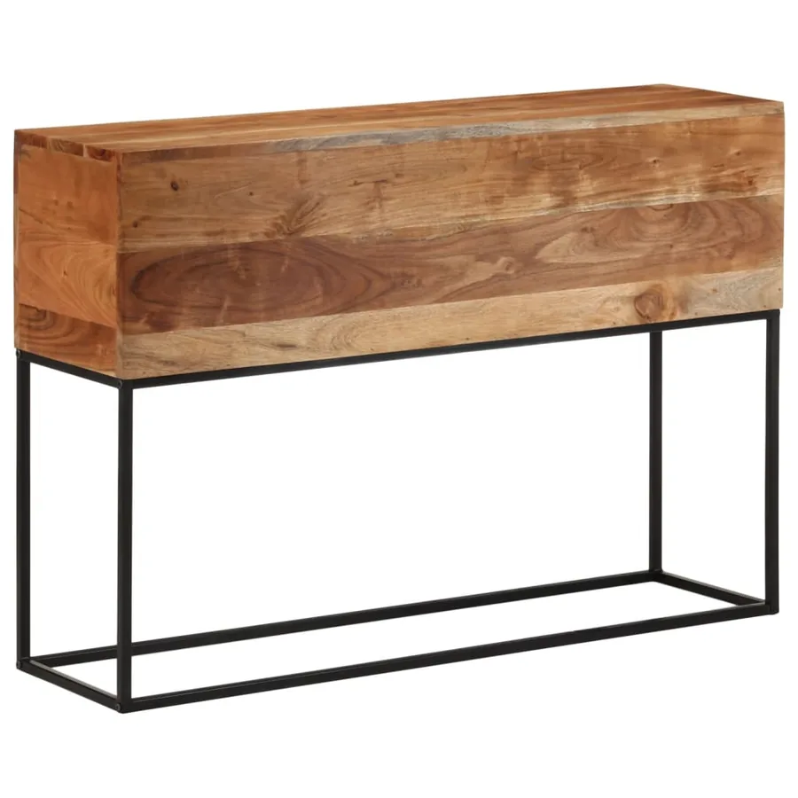 Table console 110x30x75 cm bois massif d'acacia et fer - 10