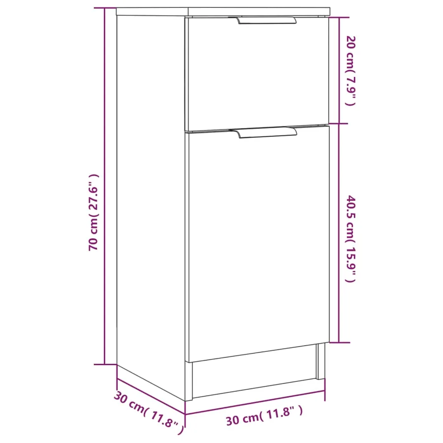 Buffet Gris béton 30x30x70 cm Bois d'ingénierie - 10