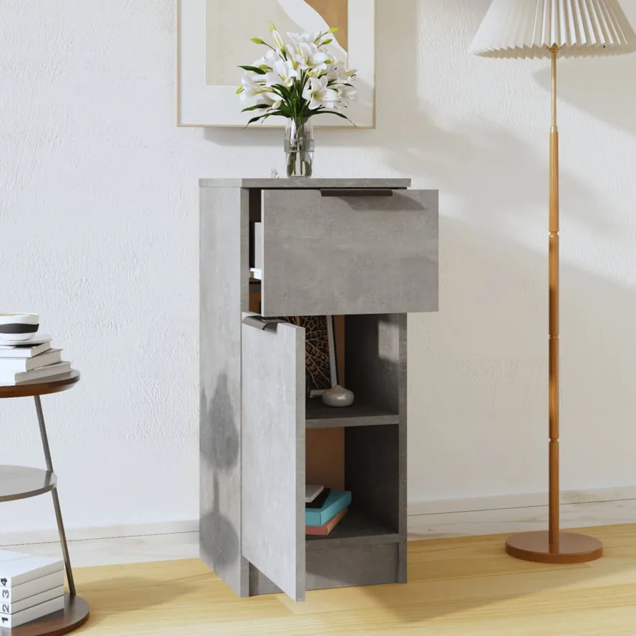 Buffet Gris béton 30x30x70 cm Bois d'ingénierie - 3