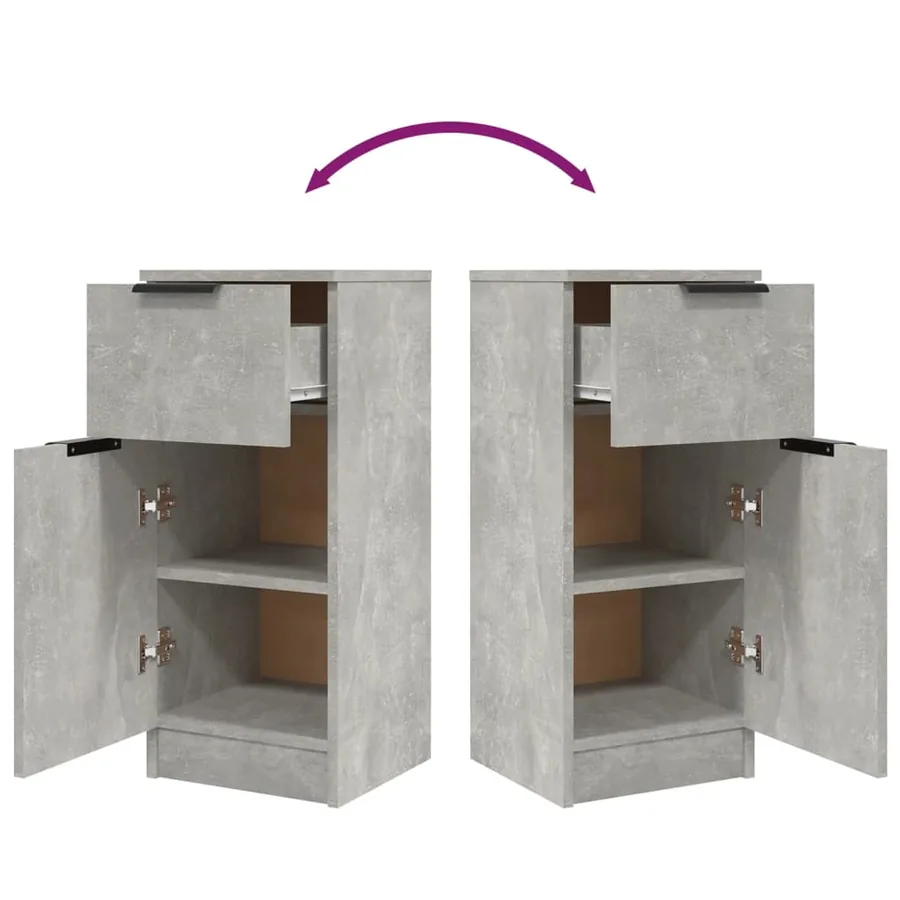 Buffet Gris béton 30x30x70 cm Bois d'ingénierie - 9