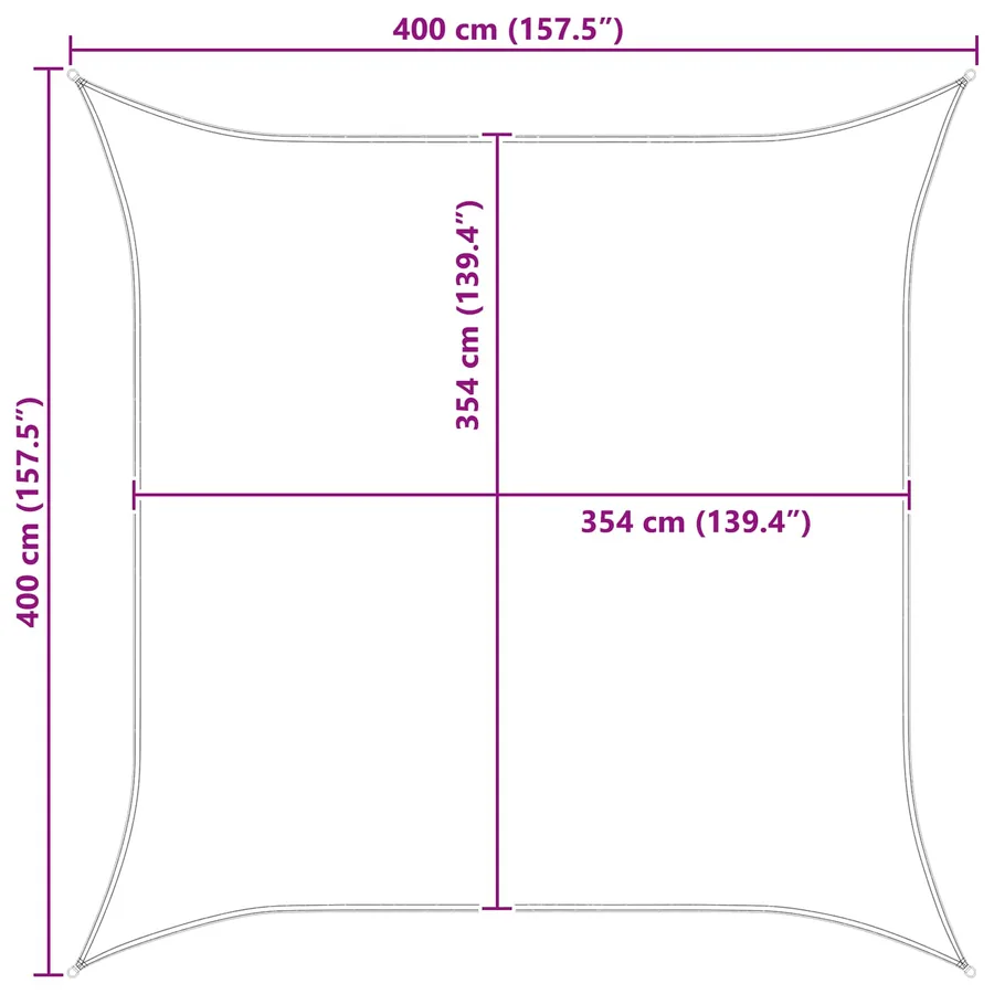 Voile d'ombre Gris clair et blanc 4 x 4 m - 8