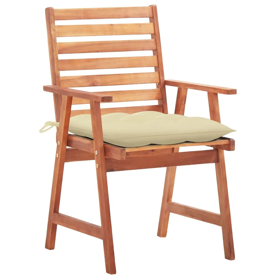 Chaises à manger d'extérieur lot de 3 et coussins Acacia massif - 2