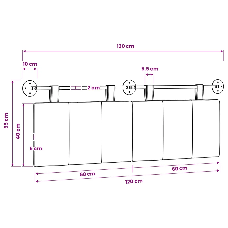 Tête de lit suspendue Tissu - 11