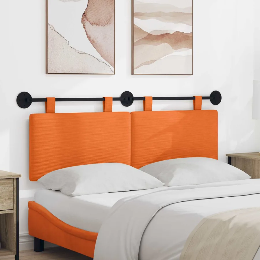 Tête de lit suspendue Orange Tissu en velours côtelé