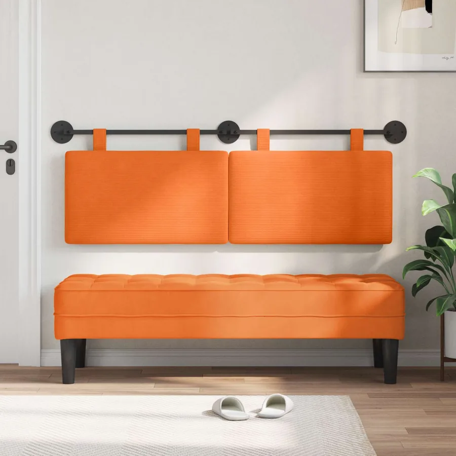 Tête de lit suspendue Orange Tissu en velours côtelé - 3