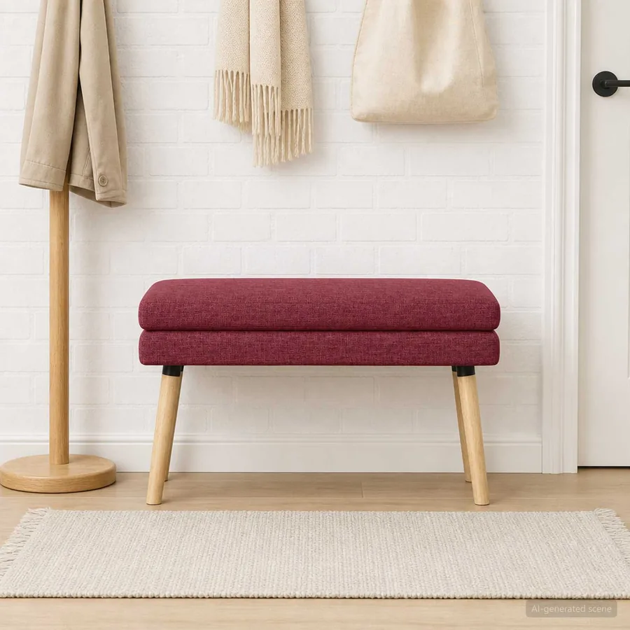 Banc à double couche Bordeaux 80 x 40 x 47 cm Tissu - 4