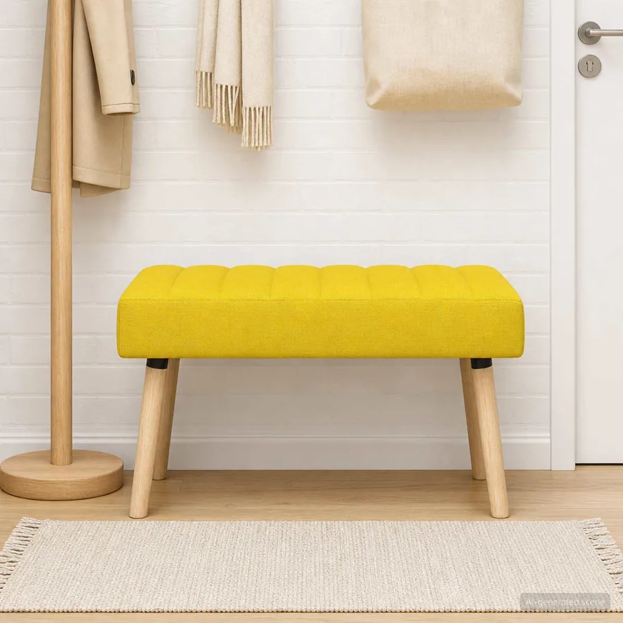 Banc capitonné canal Jaune clair 80 x 40 x 46 cm Tissu