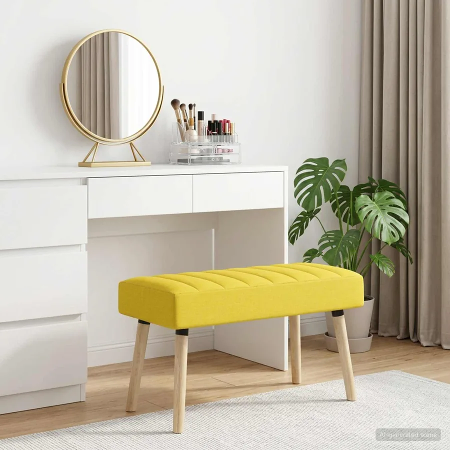 Banc capitonné canal Jaune clair 80 x 40 x 46 cm Tissu - 4