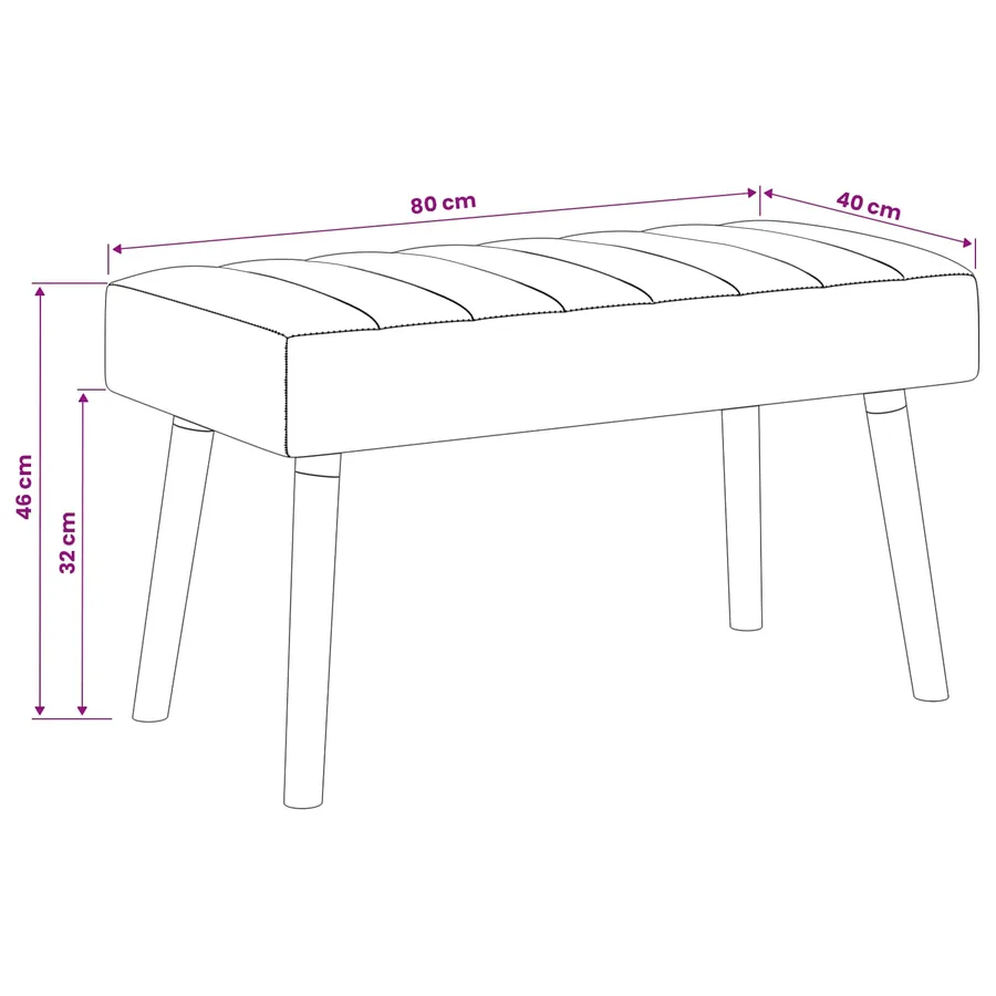 Banc capitonné canal Jaune clair 80 x 40 x 46 cm Tissu - 9