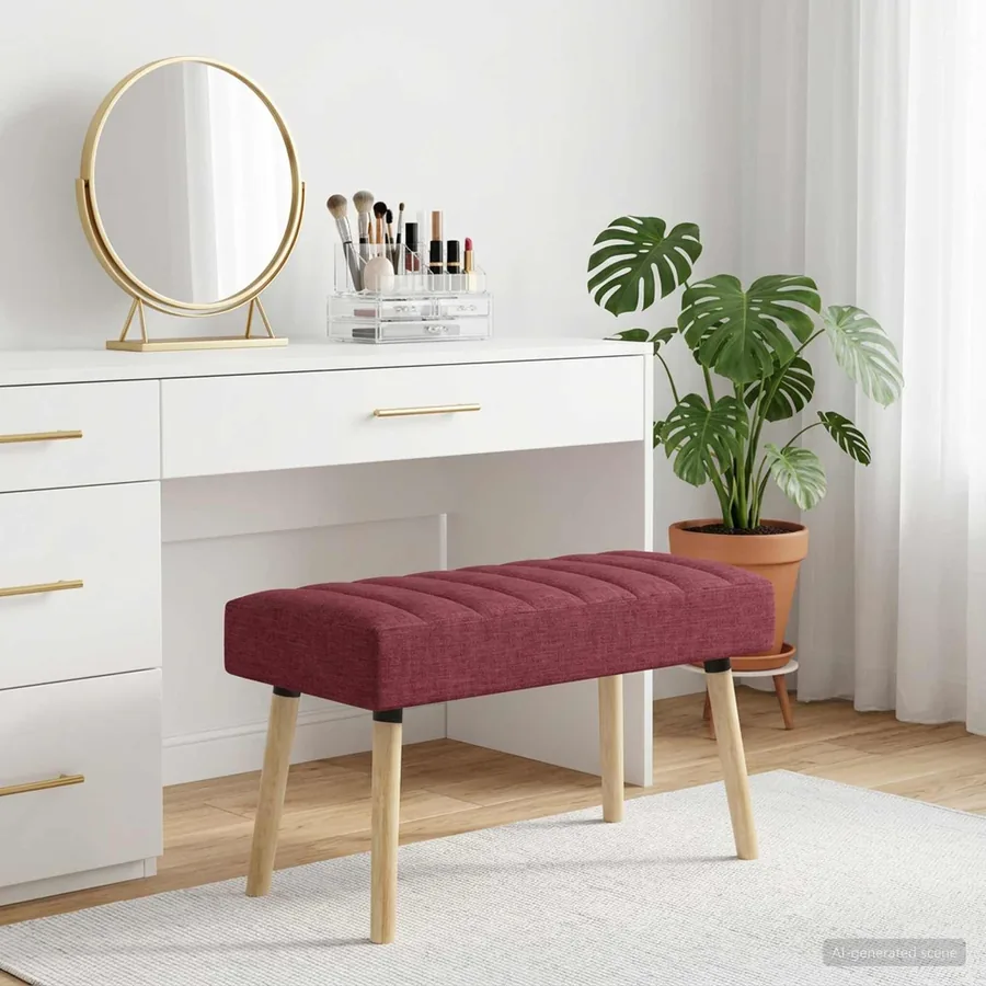 Banc capitonné canal Bordeaux 80 x 40 x 46 cm Tissu