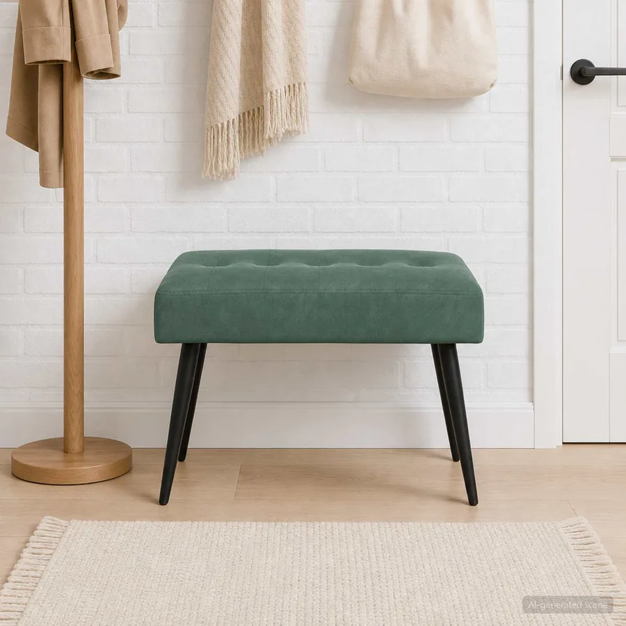 Banc avec capitonnage bouton Vert Mer 60 x 40 x 45 cm Velours