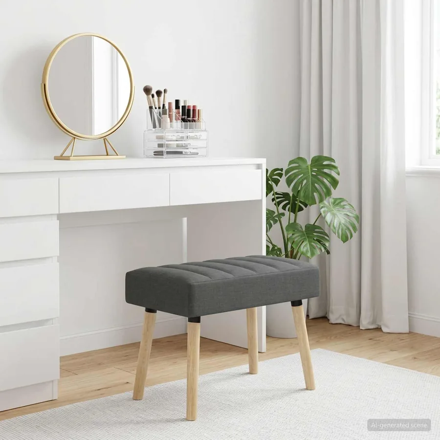 Banc capitonné canal Gris foncé 60 x 40 x 45 cm Tissu