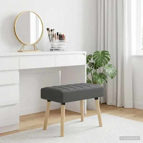 Banc capitonné canal Gris foncé 60 x 40 x 45 cm Tissu