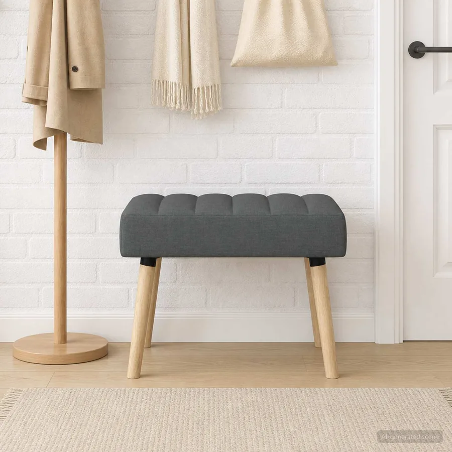 Banc capitonné canal Gris foncé 60 x 40 x 45 cm Tissu - 3