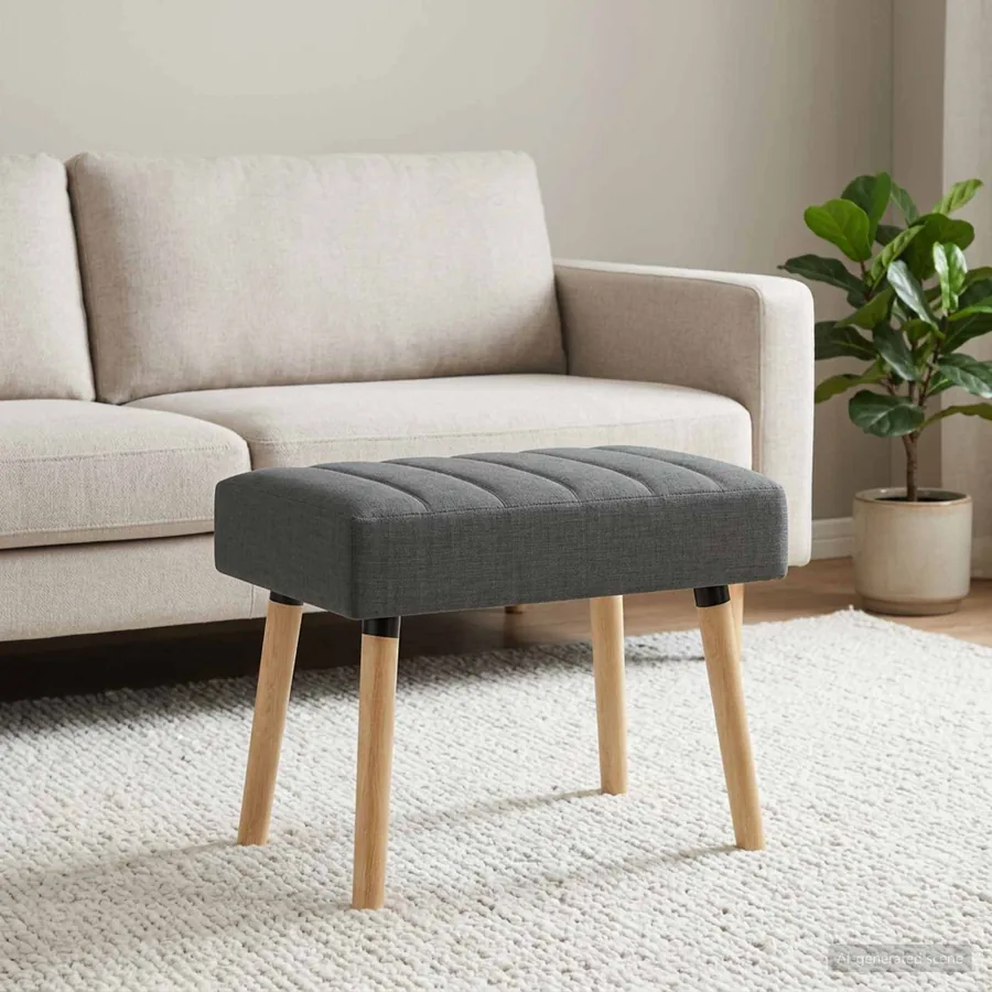 Banc capitonné canal Gris foncé 60 x 40 x 45 cm Tissu - 4