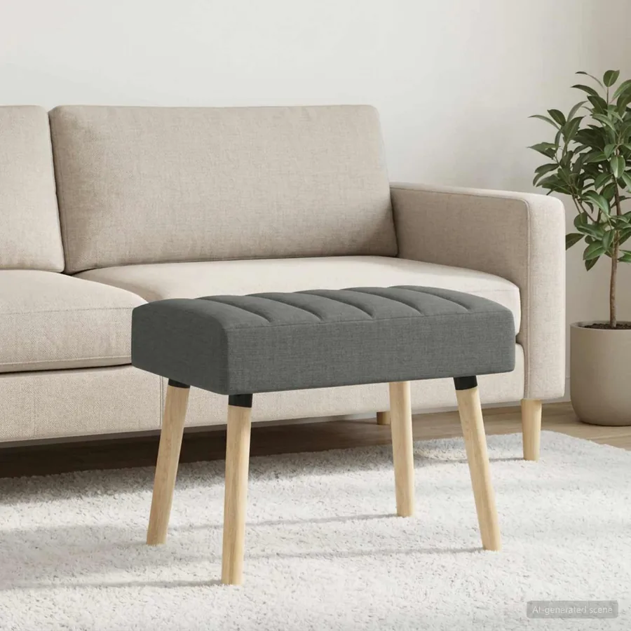 Banc capitonné canal Gris foncé 60 x 40 x 45 cm Tissu - 5