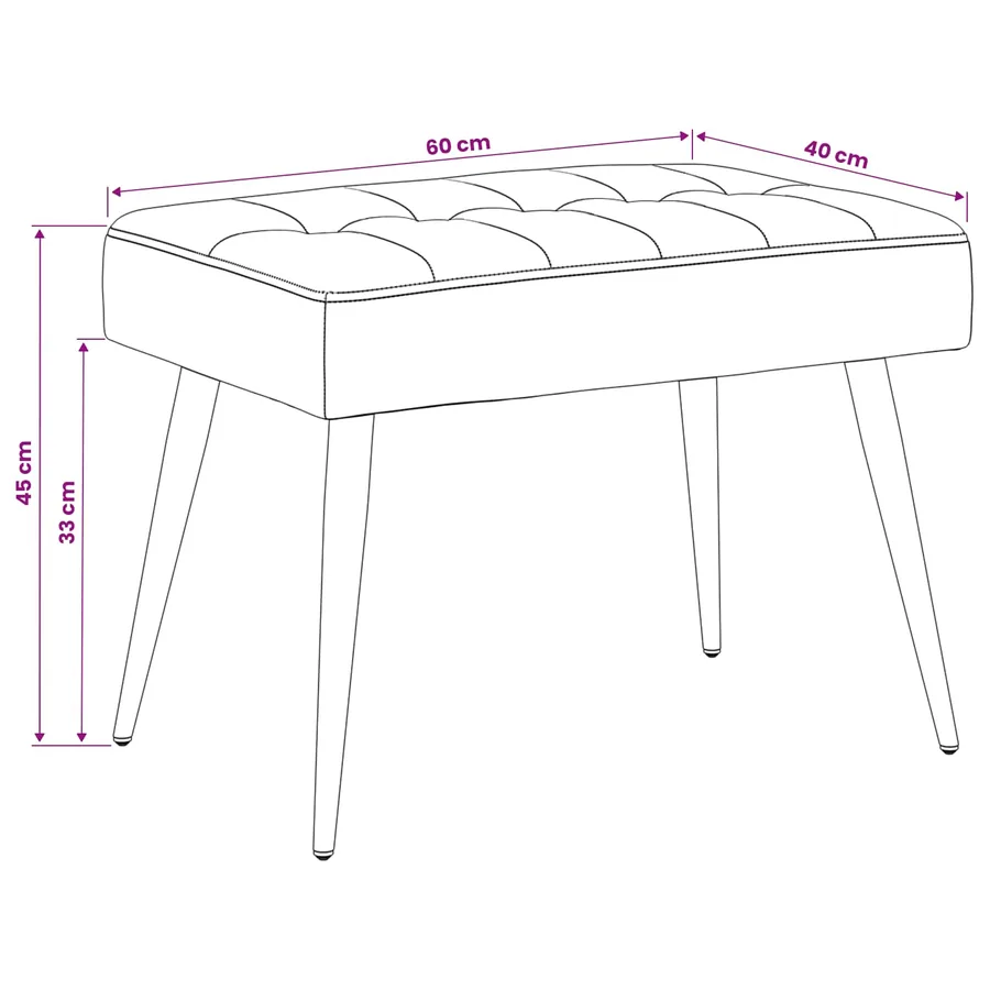 Banc avec capitonnage bouton Vert clair 60 x 40 x 45 cm Velours - 9