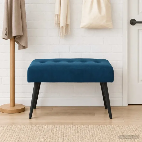 Banc avec capitonnage bouton Bleu 60 x 40 x 45 cm Velours