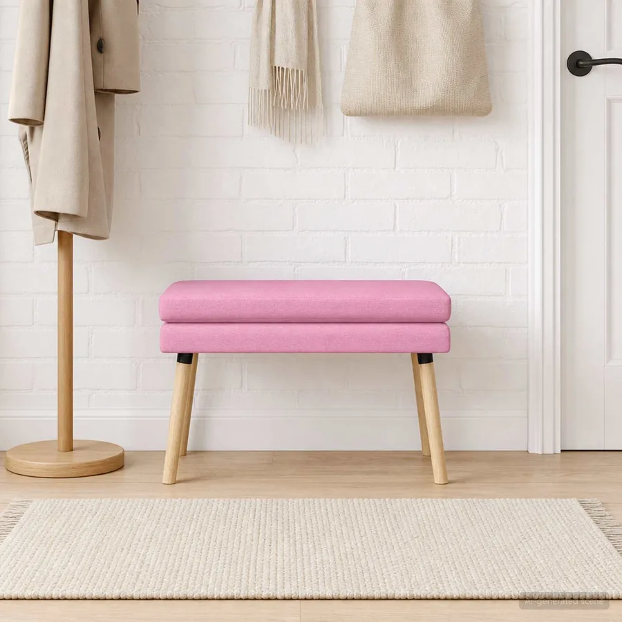 Banc à double couche Rose 80 x 40 x 47 cm Tissu - 4