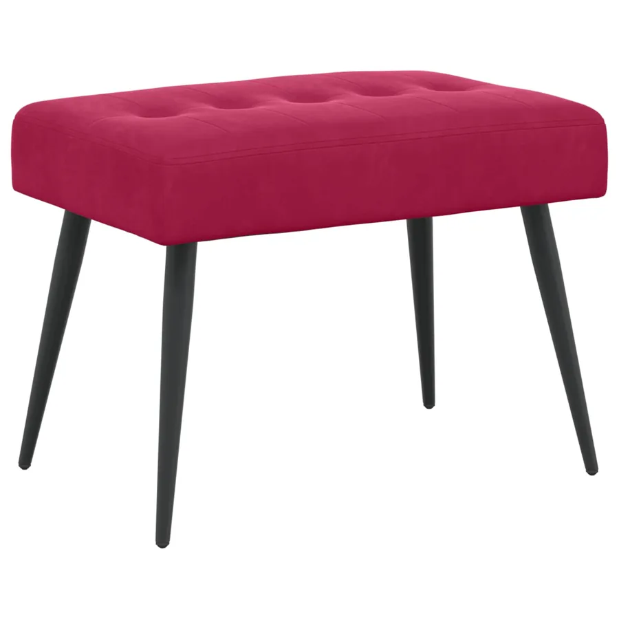Banc avec capitonnage bouton Bordeaux 60 x 40 x 45 cm Velours - 2