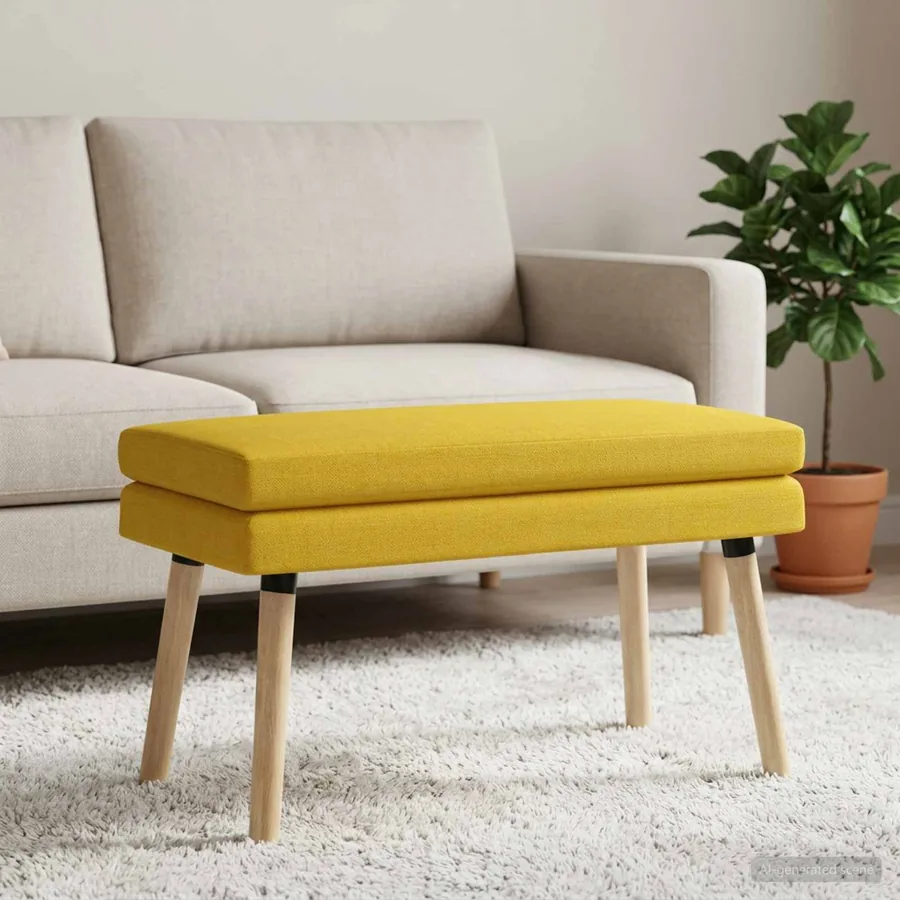 Banc à double couche Jaune clair 80 x 40 x 47 cm Tissu - 3