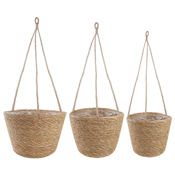 Paniers à plantes en herbe de mer 3 pcs Naturel Ø26 x 19 cm