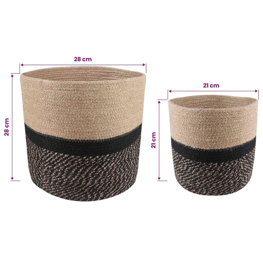 Ensemble de Pots à Plantes 2 pcs Naturel et noir Ø 28 x 28 cm - 6