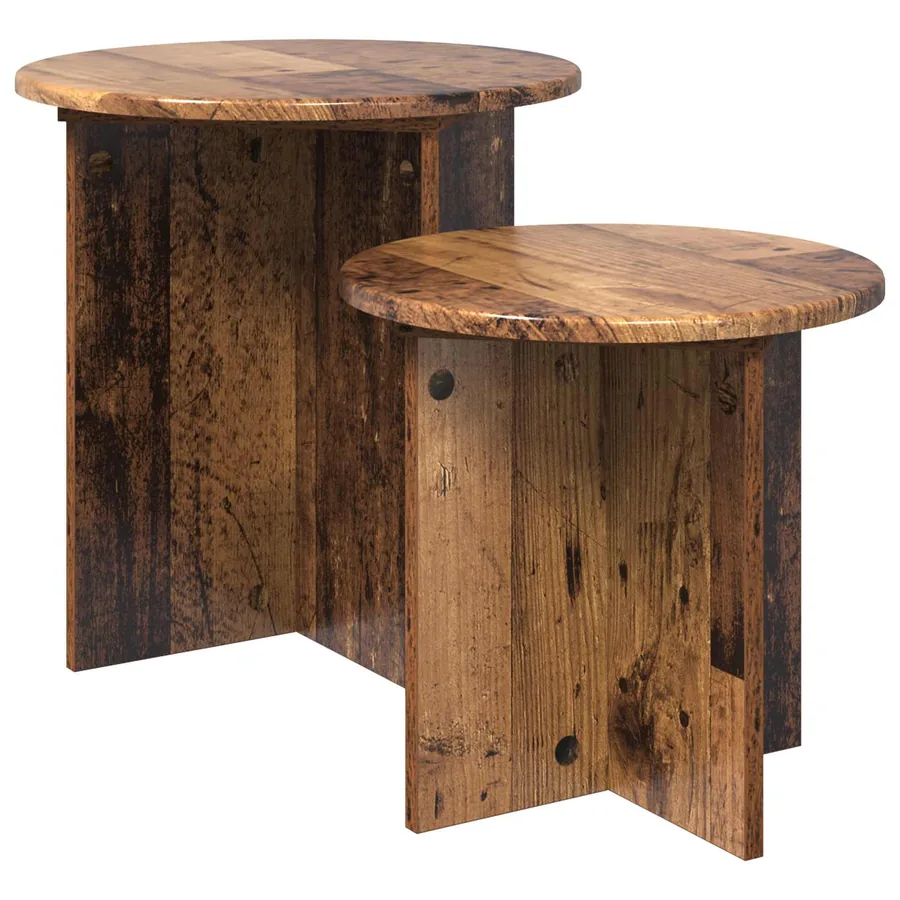Ensemble de tables d'appoint 2 pcs Bois ancien - 2