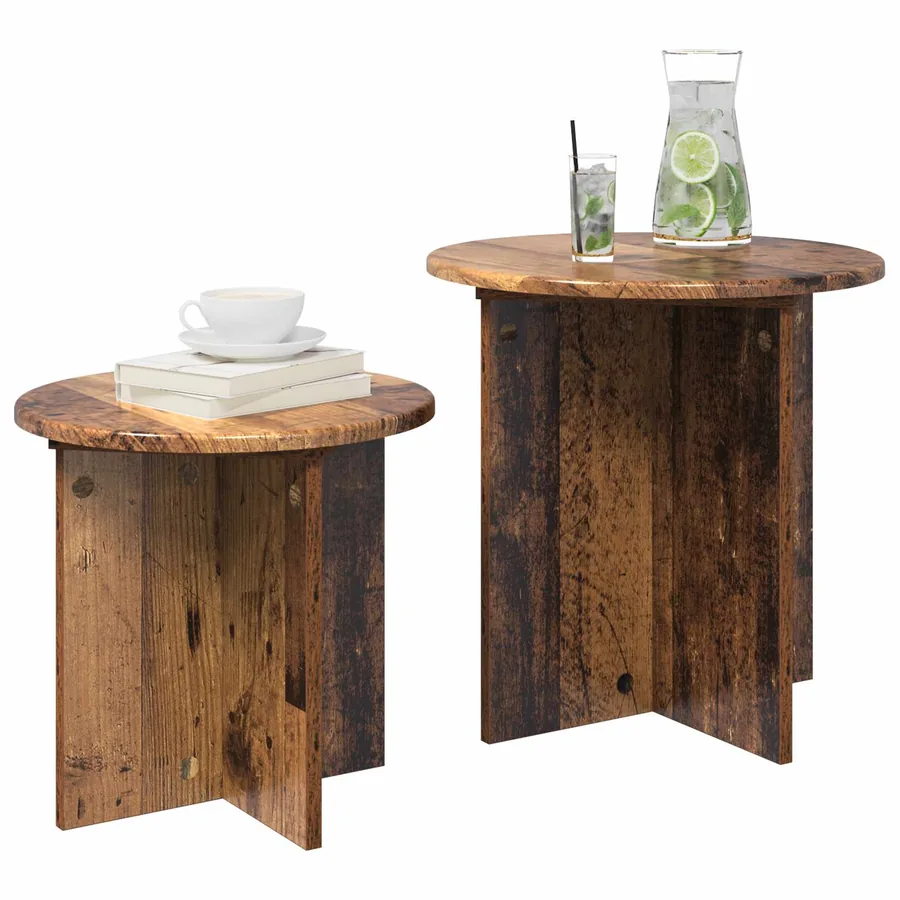 Ensemble de tables d'appoint 2 pcs Bois ancien - 3
