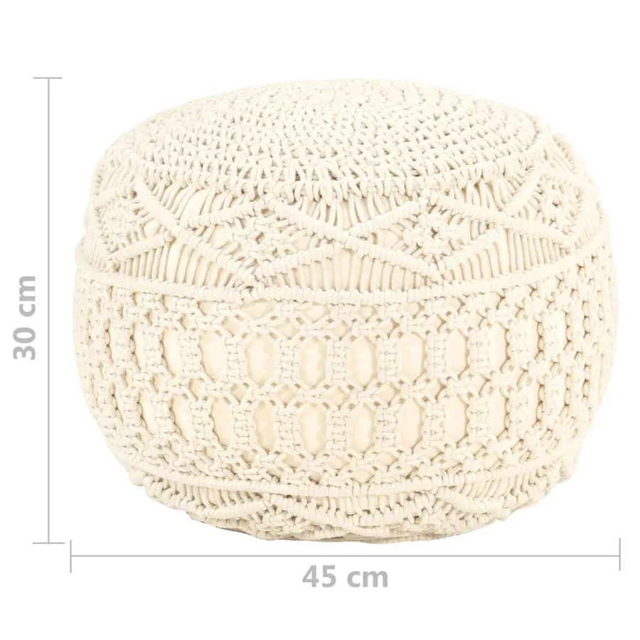 Pouf fait à la main en macramé 45x30 cm Coton - 5