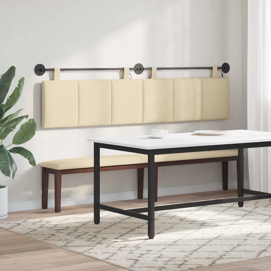 Tête de lit suspendue Avec lumière LED Crème Tissu - 4