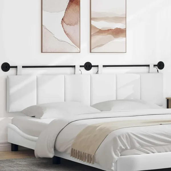 Tête de lit suspendue Avec lumière LED Blanc Tissu