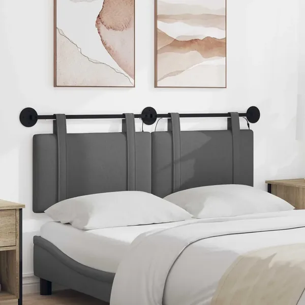 Tête de lit suspendue Avec lumière LED Gris foncé Tissu