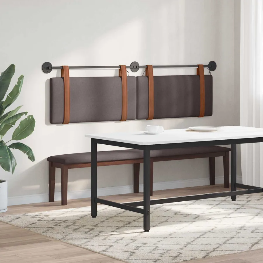 Tête de lit suspendue Avec lumière LED Marron foncé PU antique - 4