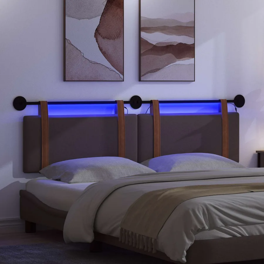 Tête de lit suspendue Avec lumière LED Marron foncé PU antique - 5