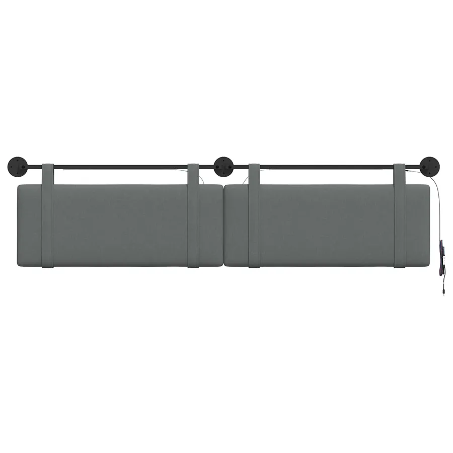 Tête de lit suspendue Avec lumière LED Gris foncé Tissu - 6