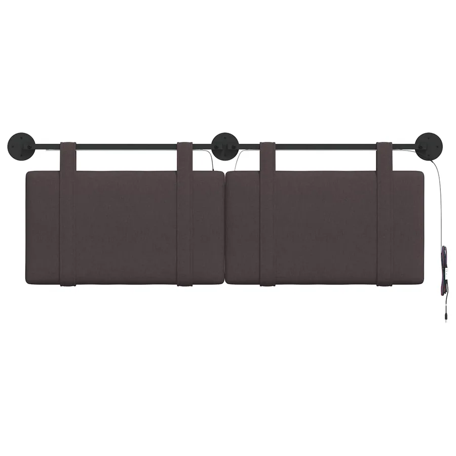 Tête de lit suspendue Avec lumière LED Marron foncé Tissu - 6