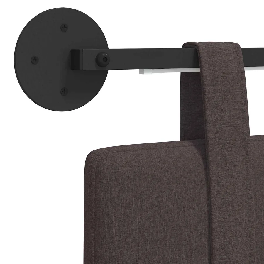 Tête de lit suspendue Avec lumière LED Marron foncé Tissu - 8