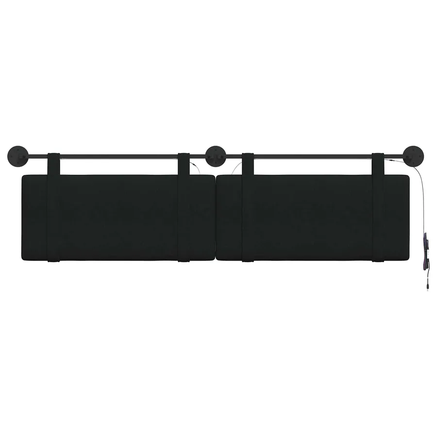 Tête de lit suspendue Avec lumière LED Noir Tissu - 6