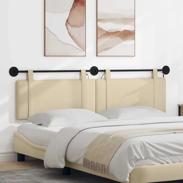 Tête de lit suspendue Avec lumière LED Crème Tissu