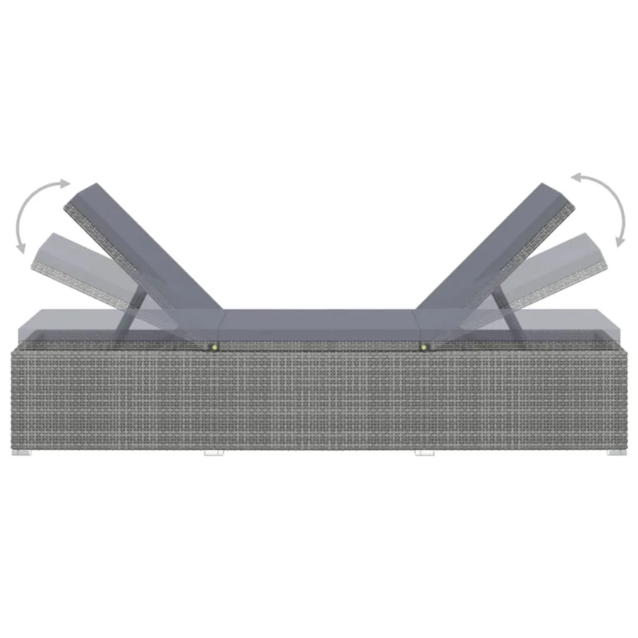 Chaises longues de jardin table à thé 3 pcs Résine tressée Noir - 20