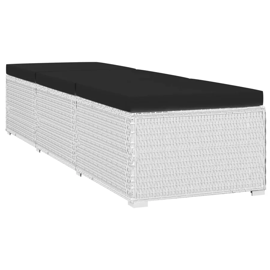 Chaises longues de jardin table à thé 3 pcs Résine tressée Noir - 41