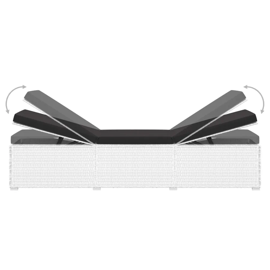Chaises longues de jardin table à thé 3 pcs Résine tressée Noir - 42