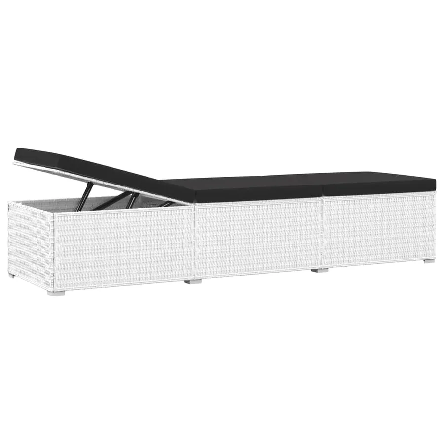 Chaises longues de jardin table à thé 3 pcs Résine tressée Noir - 43