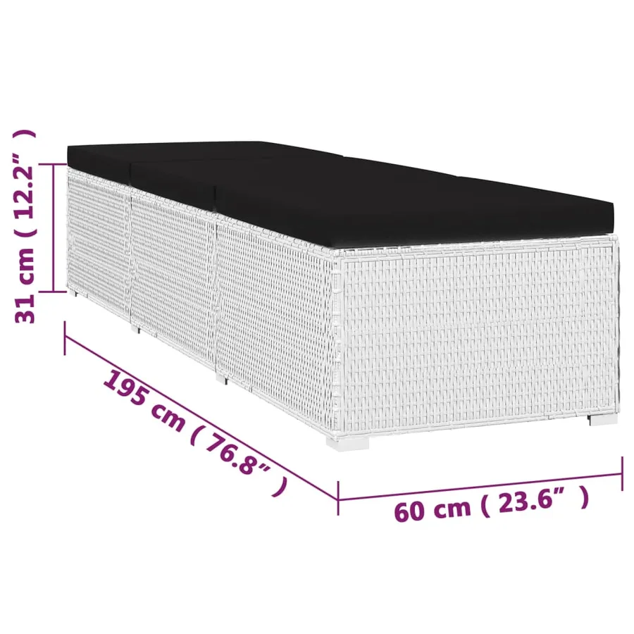 Chaises longues de jardin table à thé 3 pcs Résine tressée Noir - 47