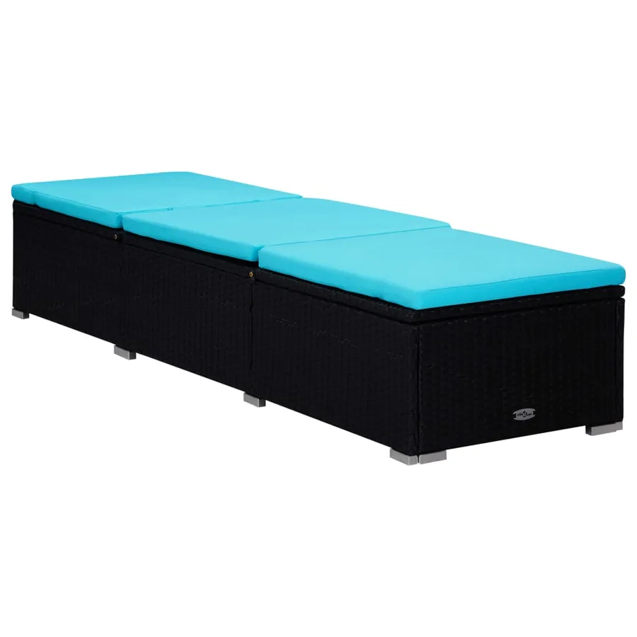 Chaises longues de jardin table à thé 3 pcs Résine tressée Noir - 51