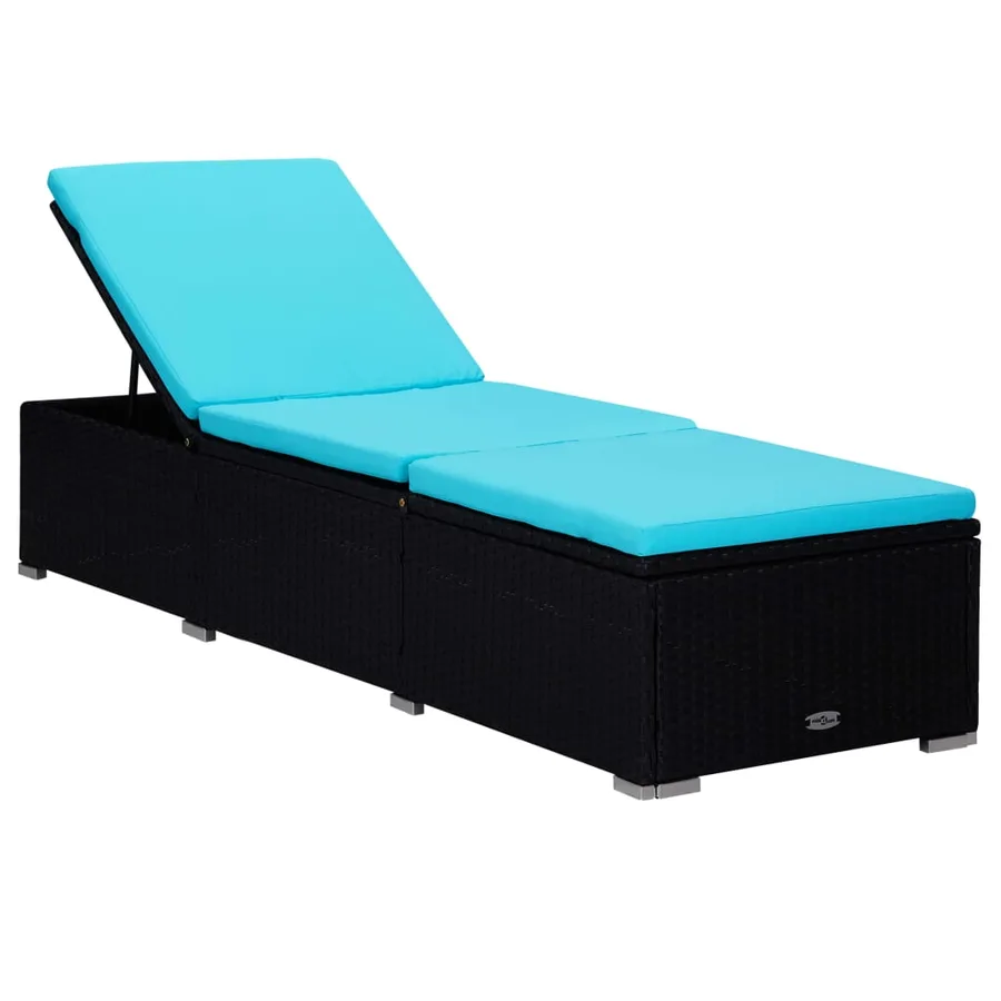 Chaises longues de jardin table à thé 3 pcs Résine tressée Noir - 52